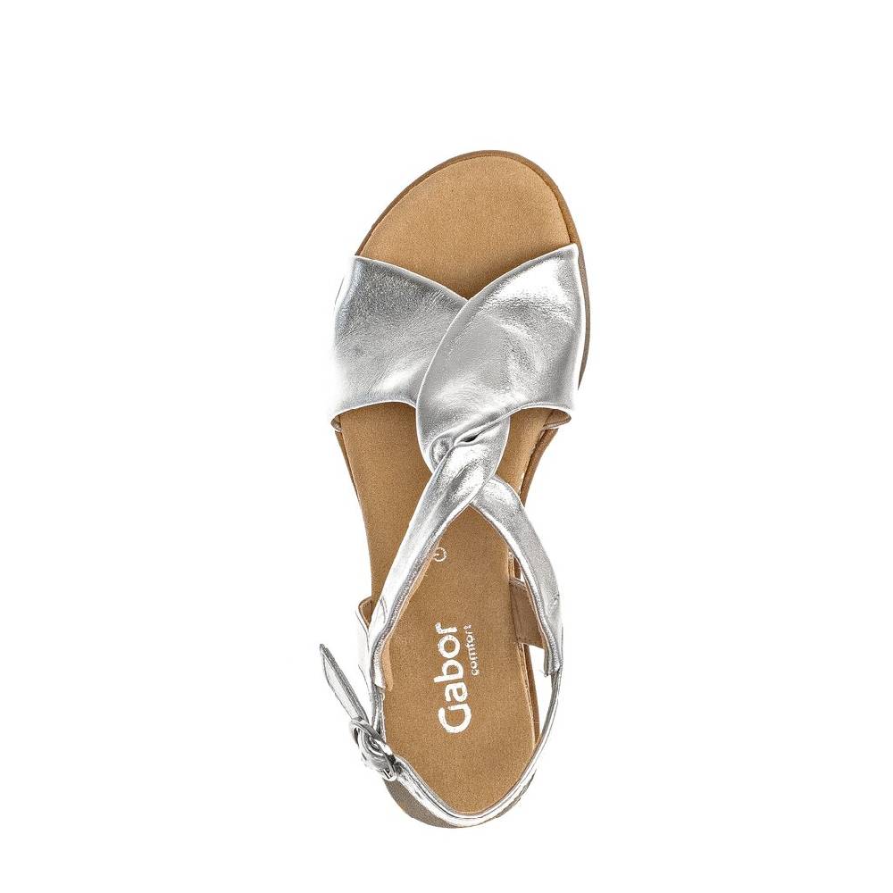 Pius Gabor Keilsandalette Silber