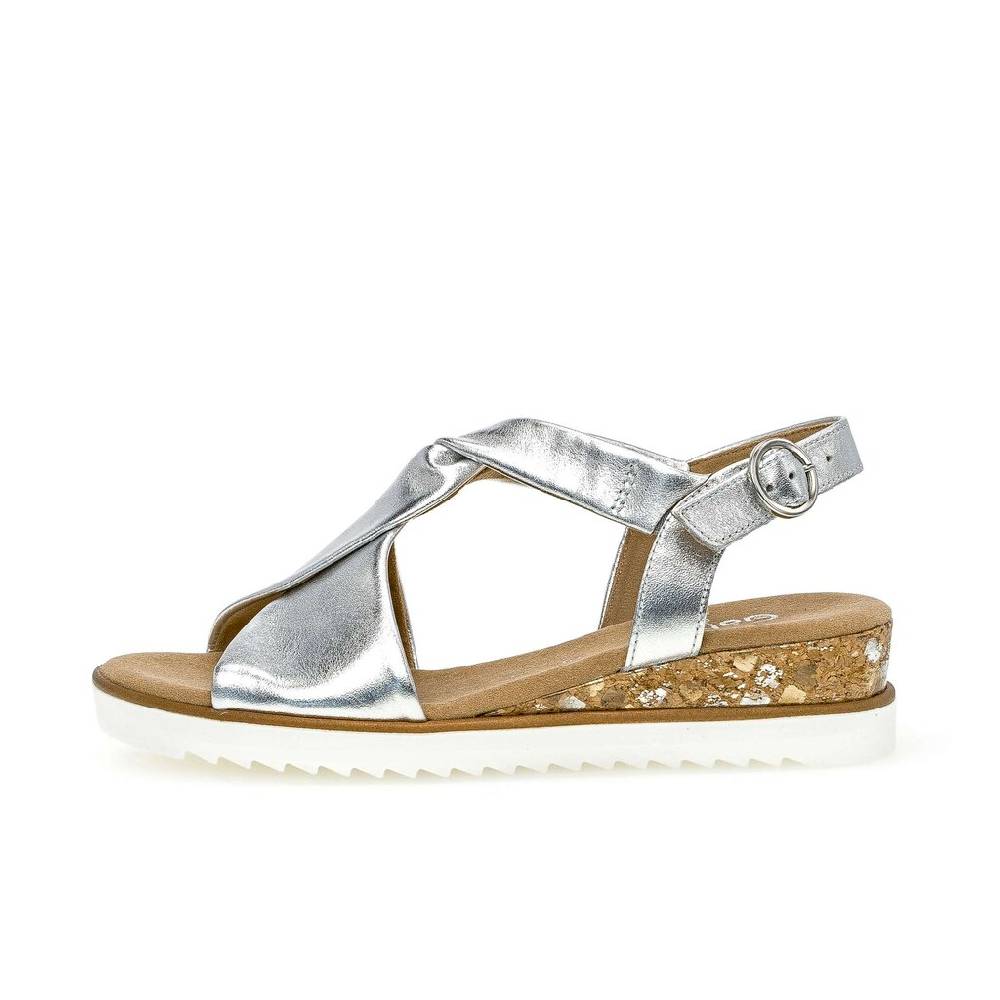 Pius Gabor Keilsandalette silber