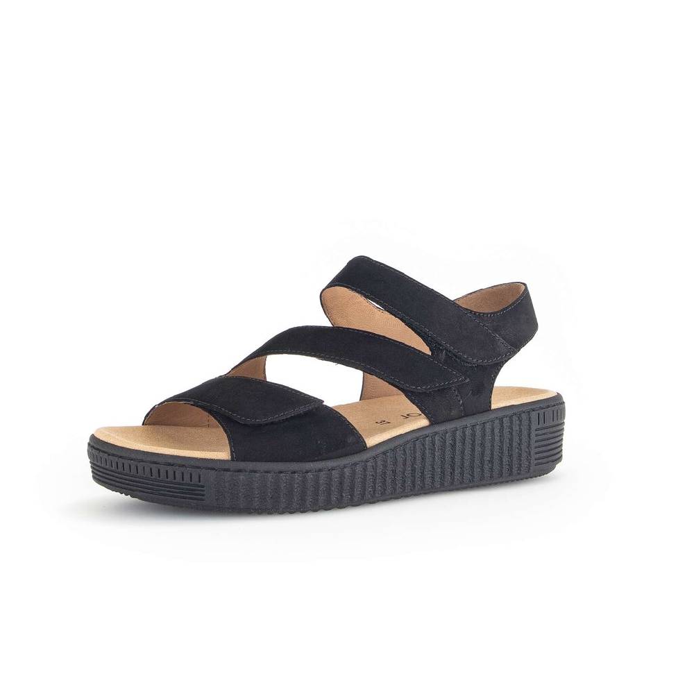 Pius Gabor Plateau Sandale Schwarz