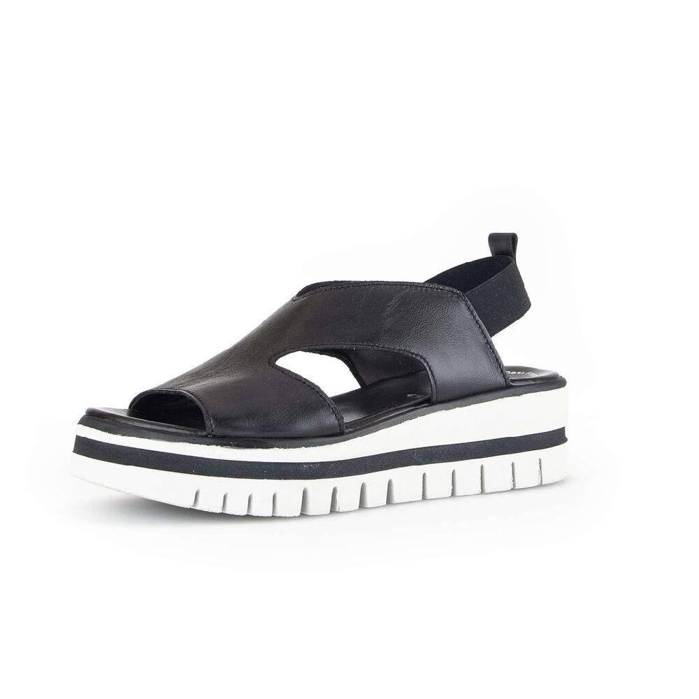 Pius Gabor Plateau Sandale Schwarz