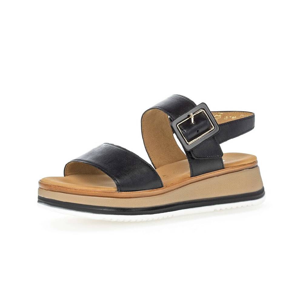 Pius Gabor Plateau Sandale Schwarz