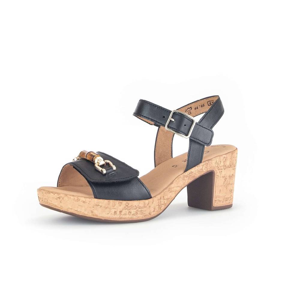 Pius Gabor Plateau Sandale Schwarz