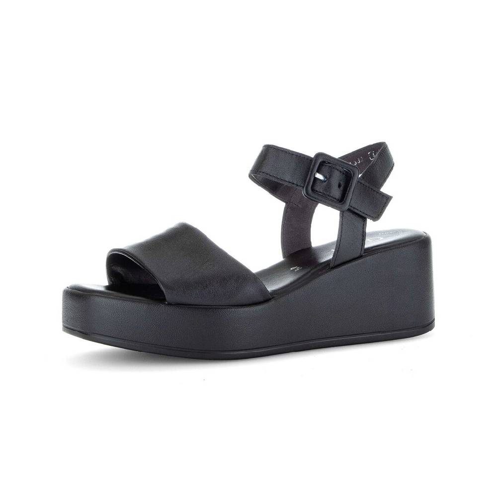 Pius Gabor Plateau Sandale Schwarz