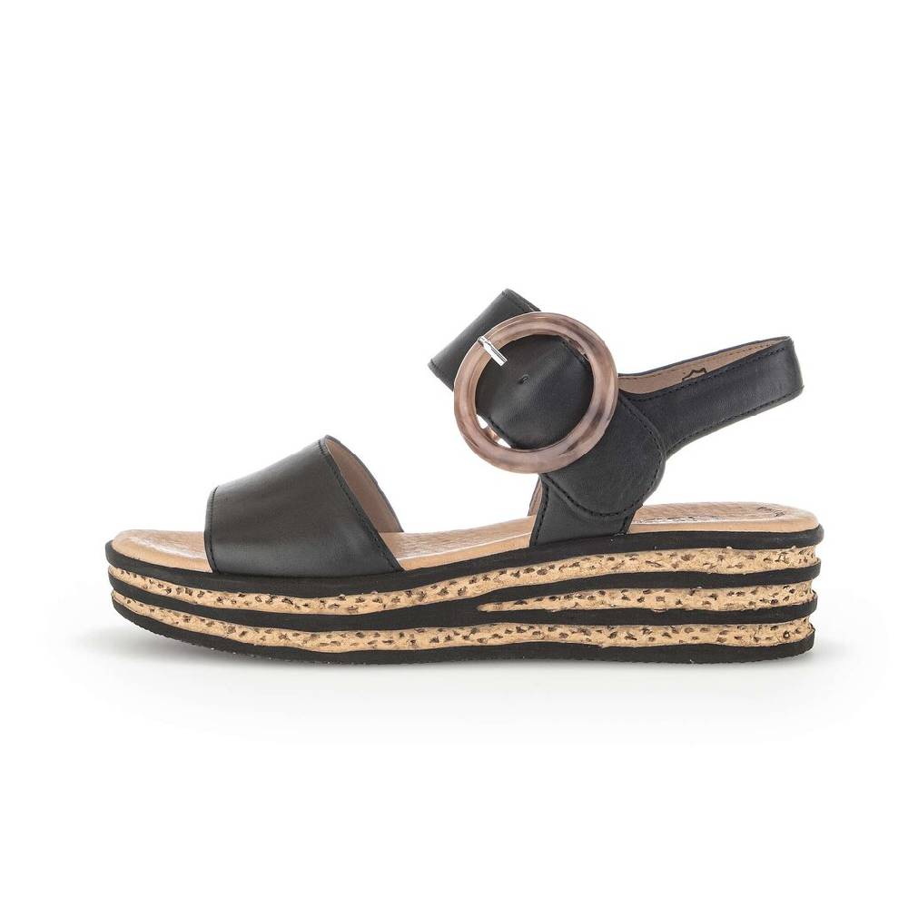 Pius Gabor Plateau Sandale schwarz
