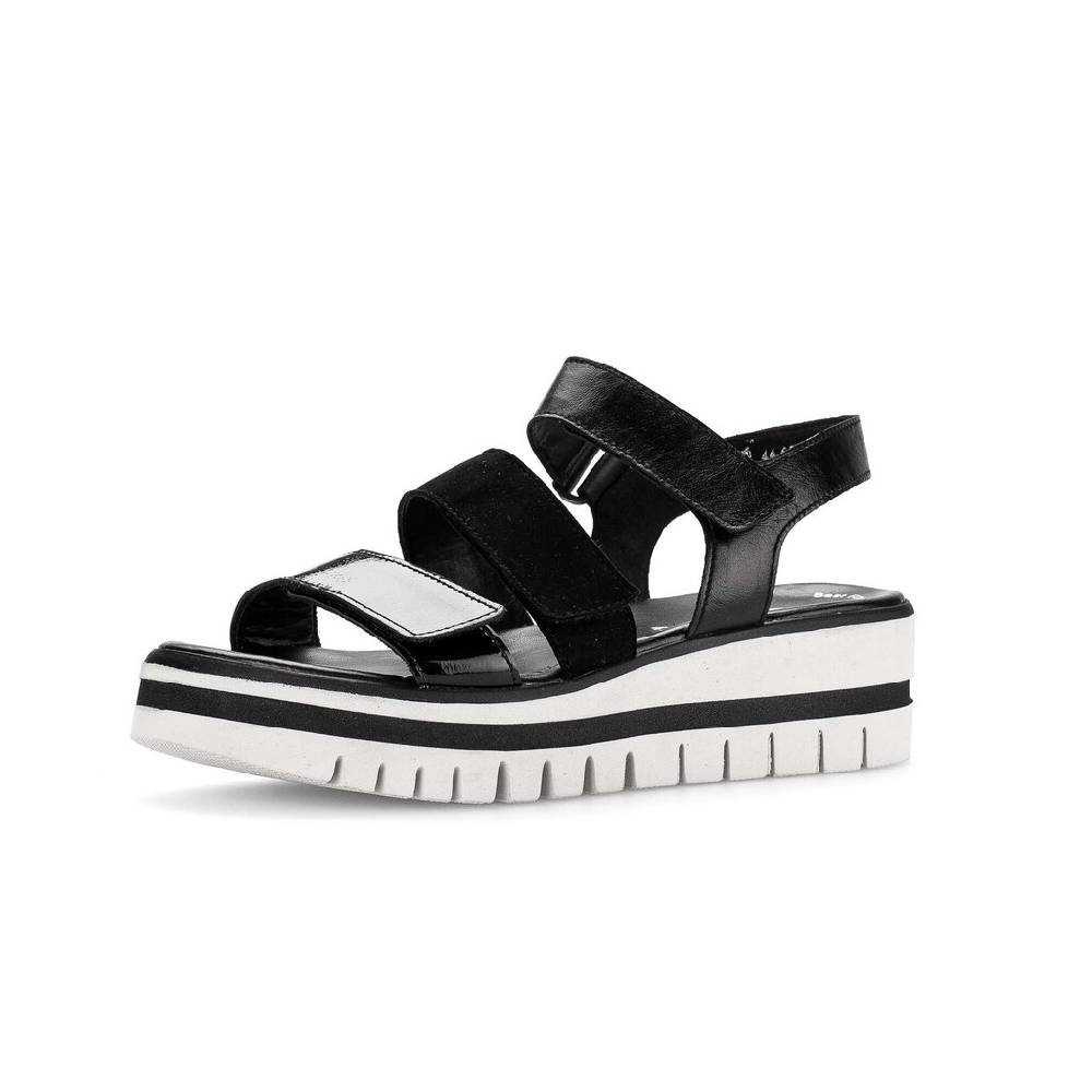Pius Gabor Plateau Sandale Schwarz