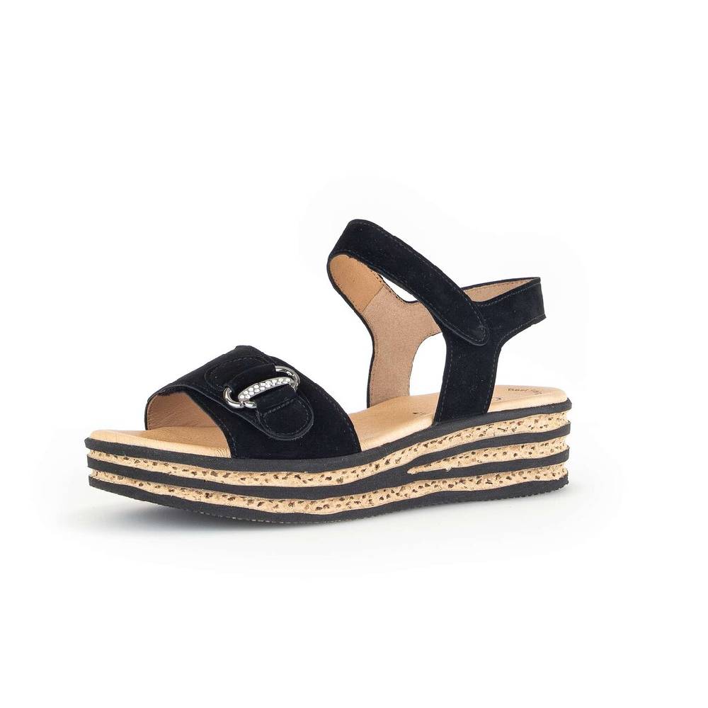 Pius Gabor Plateau Sandale Schwarz