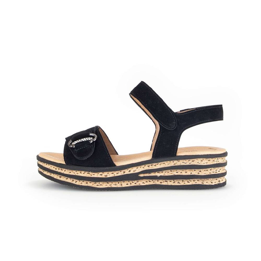 Pius Gabor Plateau Sandale schwarz
