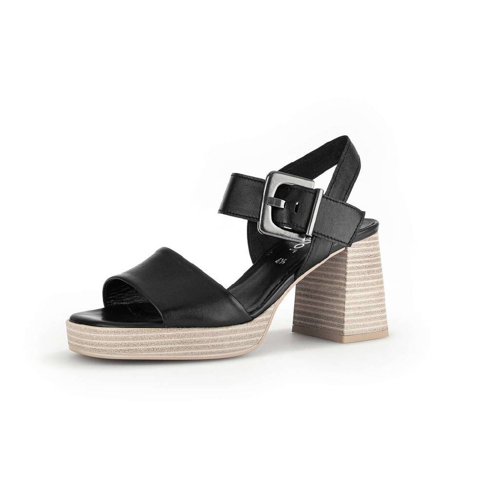 Pius Gabor Plateau Sandale Schwarz