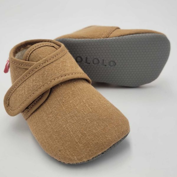 Pololo Barfuß Hausschuh Mit Klettverschluss – Hellbraun