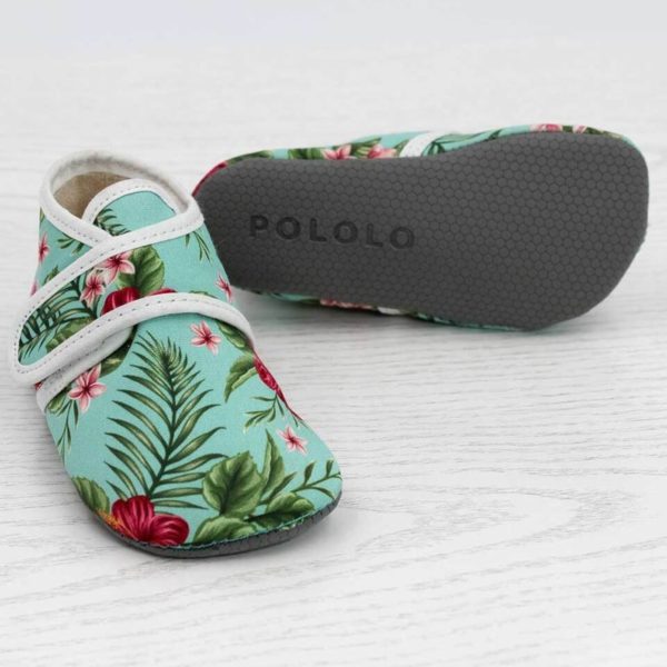 Pololo Barfuß Hausschuh Mit Klettverschluss – Motiv Blume