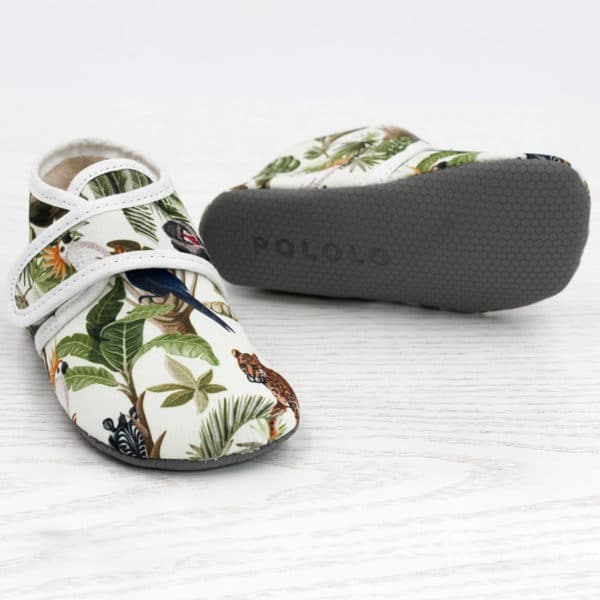 Pololo Barfuß Hausschuh Mit Klettverschluss – Motiv Dschungel