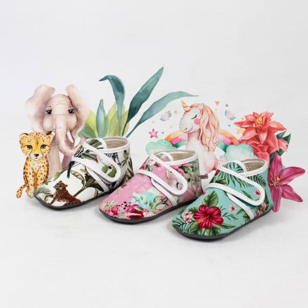 Pololo Barfuß Hausschuh Mit Klettverschluss – Motiv Dschungel