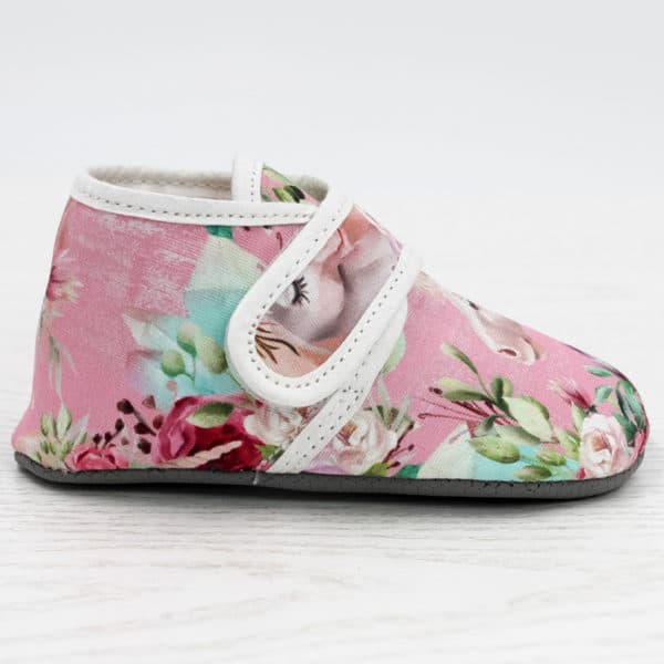 Pololo Barfuß Hausschuh Mit Klettverschluss – Motiv Einhorn-Fabelwelt