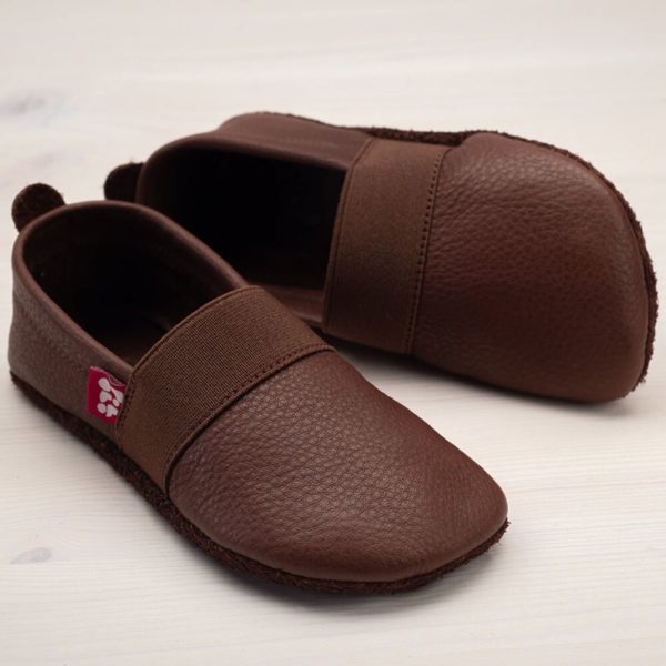 Pololo Barfußhausschuh Leder Dunkelbraun Restgrößen 20-26