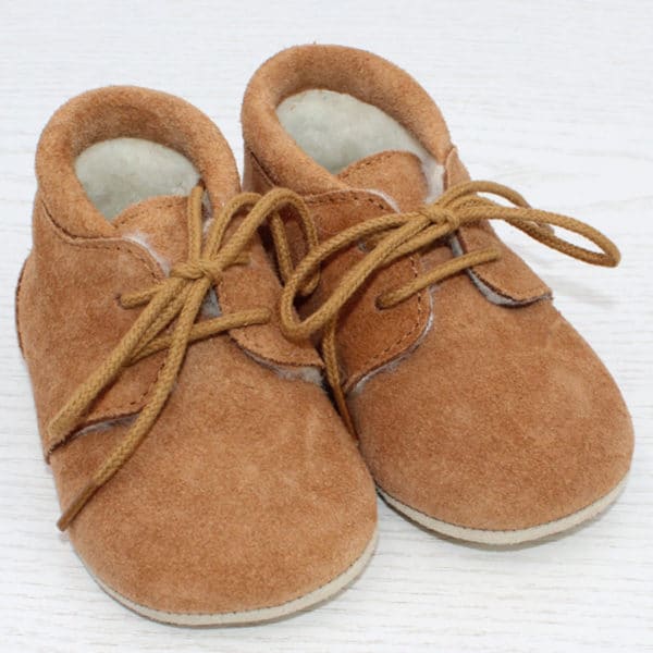 Pololo Für die ersten Schritte – “Porto” der Barfuß Kleinkindschuh Wollgefüttert braun