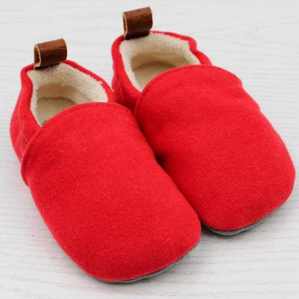 Pololo Hausschuh Baumwolle (bio) Uni Rot – Rest in 18/19
