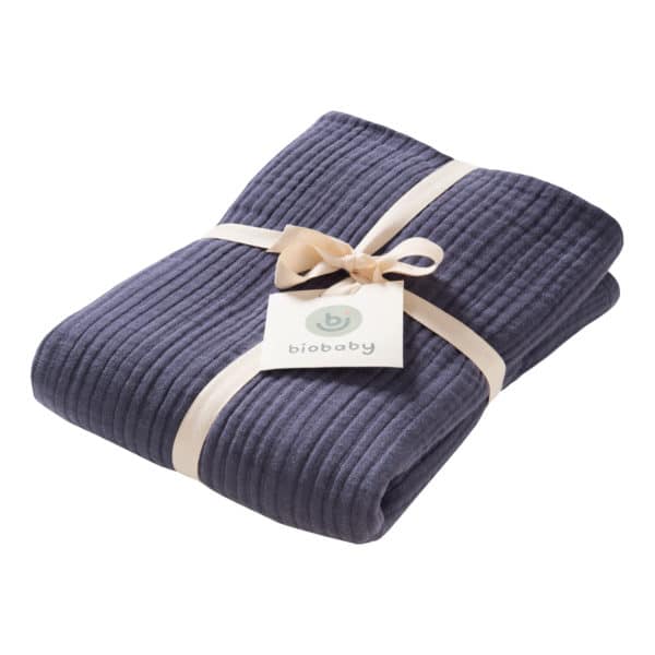 Pololo People Wear Organic Baumwoll-Mulldecke, 4-lagig , blau