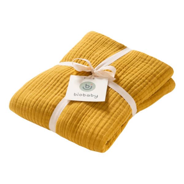 Pololo People Wear Organic Baumwoll-Mulldecke, 4-lagig , senfgelb