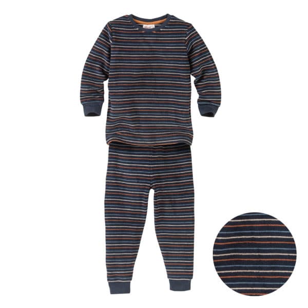 Pololo People Wear Organic Frottée- Pyjama, bunt geringelt, aus 100% Baumwolle (Bio)