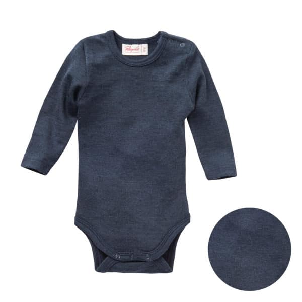 Pololo People Wear Organic Langarm-Body Wolle-Seide, dunkelblau