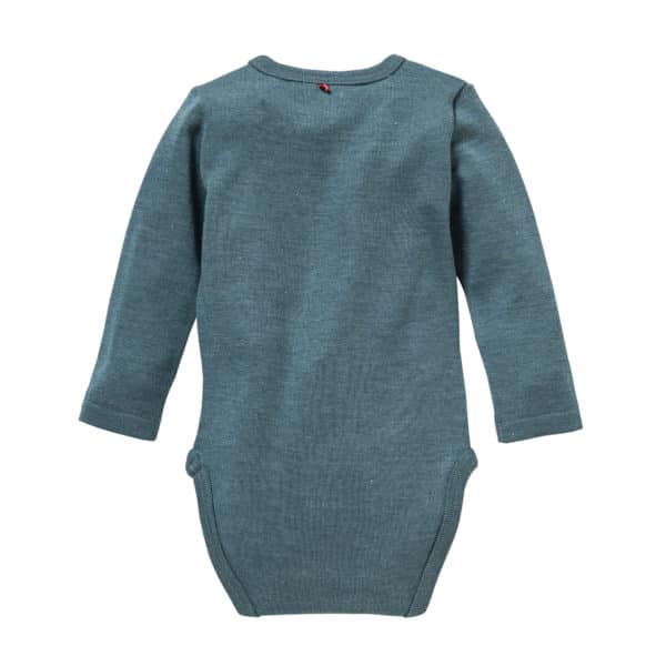 Pololo People Wear Organic Langarm-Body Wolle-Seide, Smaragd-grün