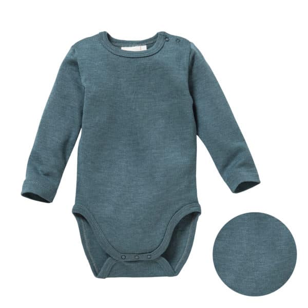 Pololo People Wear Organic Langarm-Body Wolle-Seide, smaragd-grün