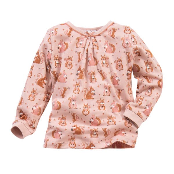Pololo People Wear Organic Langarm-Pyjama “Eichhörnchen”, Rosa, Baumwolle (Bio)
