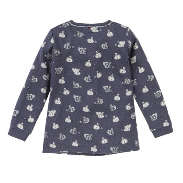 Pololo People Wear Organic Pyjama, Dunkelblau/bedruckt Mit Schwänen