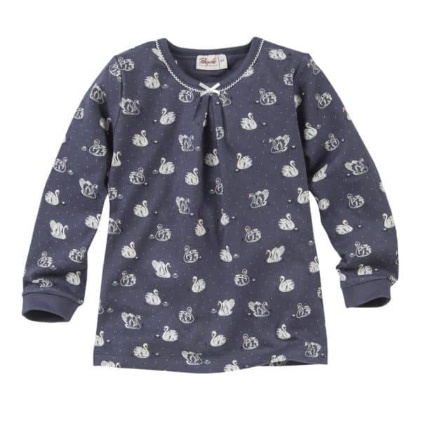 Pololo People Wear Organic Pyjama, Dunkelblau/bedruckt Mit Schwänen