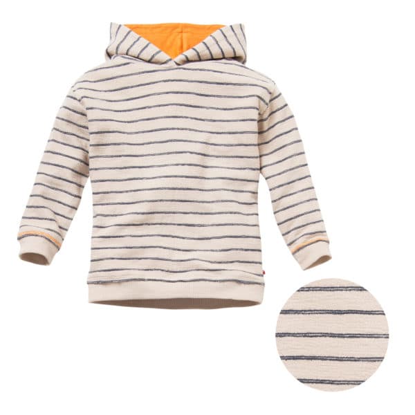 Pololo People Wear Organic Sweat-Hoodie Beige-blau Geringelt, Aus Bio-Baumwolle