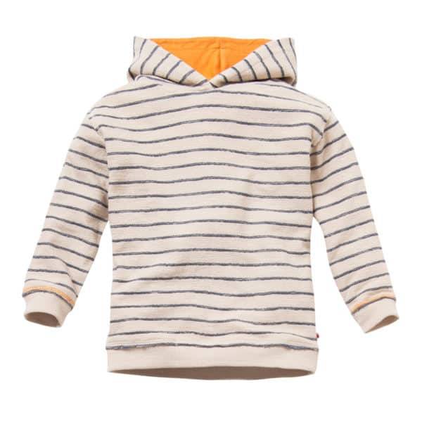 Pololo People Wear Organic Sweat-Hoodie beige-blau geringelt, aus Bio-Baumwolle