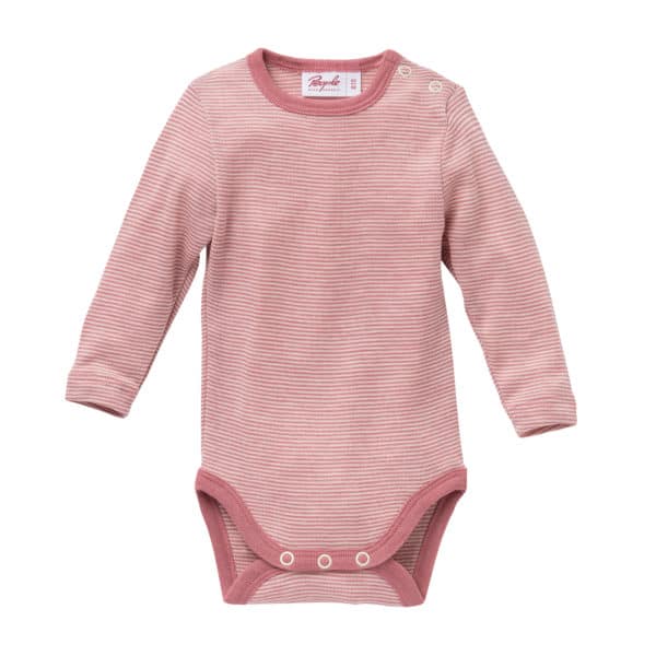 Pololo People Wear Organic Wolle-Seide-Body, Rosa Geringelt