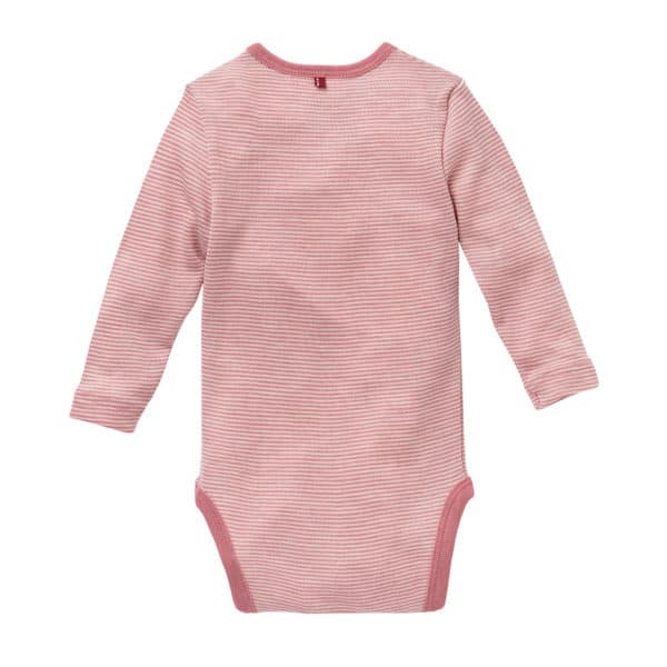 Pololo People Wear Organic Wolle-Seide-Body, Rosa Geringelt