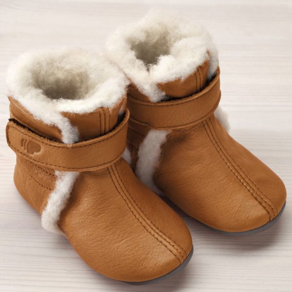 Pololo Babybootie Wolle Hellbraun