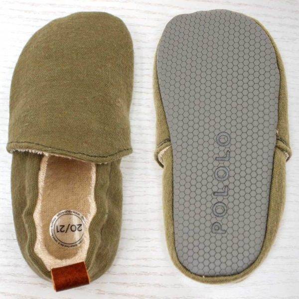 Pololo Barfuß Hausschuh Baumwolle (bio) Uni Grün