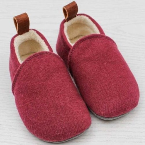 Pololo Barfuß Hausschuh Baumwolle (bio) Uni Weinrot