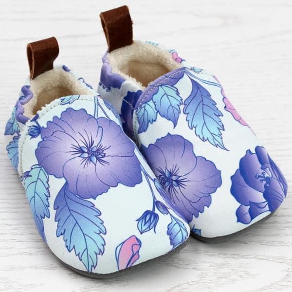 Pololo Barfuß Hausschuh Blaue Blume