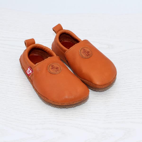 Pololo Barfuß Hausschuh Leder Uni Hellbraun