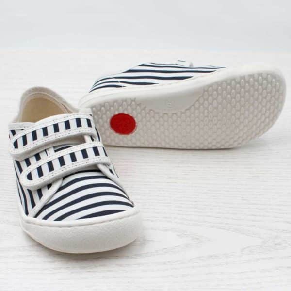 Pololo Barfuß-Sneaker Blau Gestreift Restgrößen