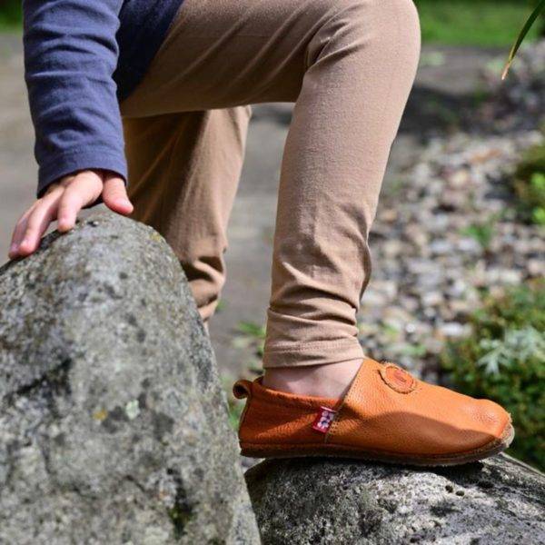 Pololo Barfußschuh Uni Leder Hellbraun