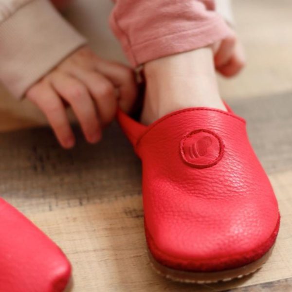 Pololo Barfußschuh Uni Leder Rot