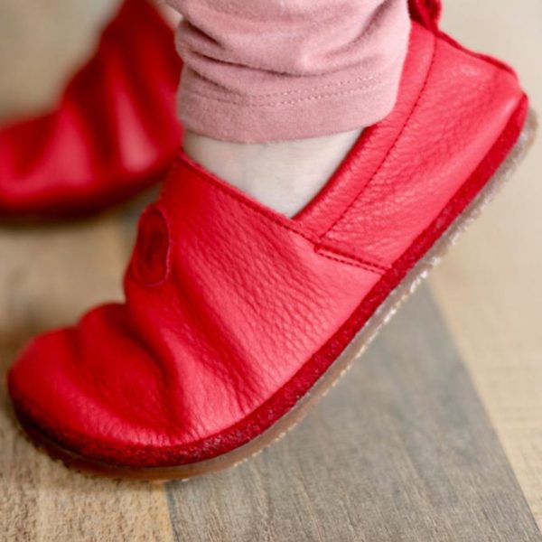 Pololo Barfußschuh Uni Leder Rot