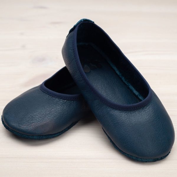 Pololo Hausschuh Ballerina Leder Blau