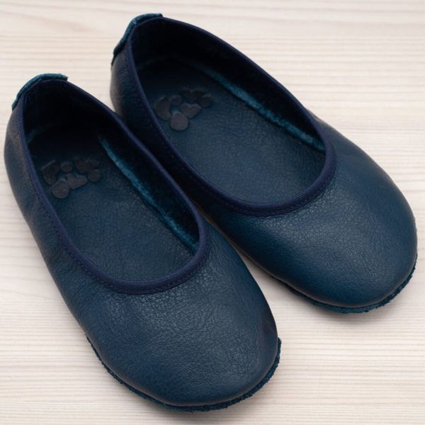 Pololo Hausschuh Ballerina Leder Blau