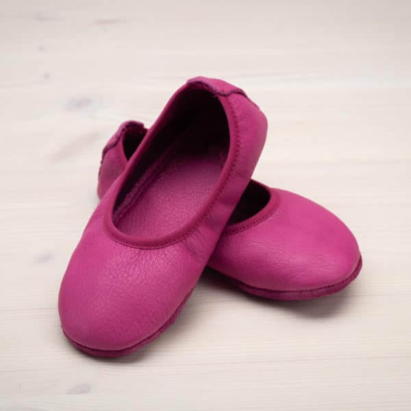 Pololo Hausschuh Ballerina Leder Pink
