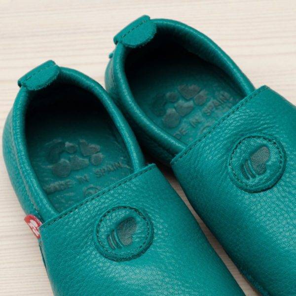 Pololo Hausschuh Uni Leder Türkis