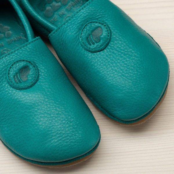 Pololo Hausschuh Uni Leder Türkis