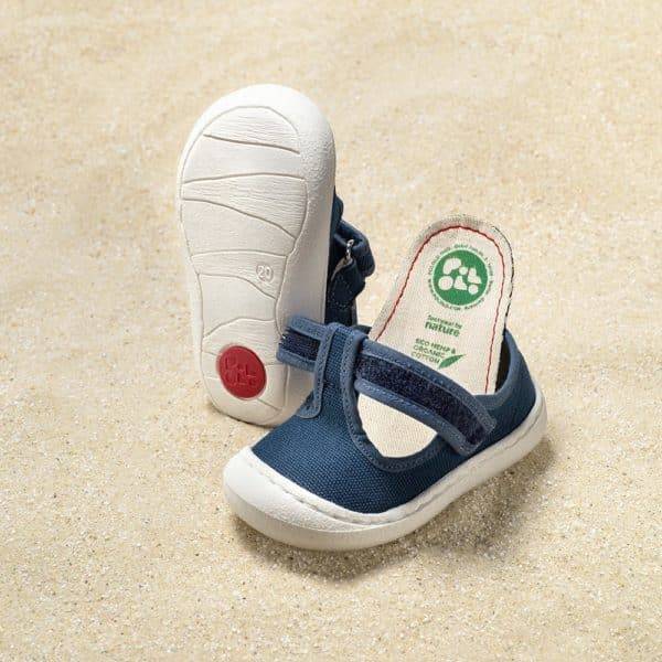 Pololo T-Bar Baumwollsandale “Arena” Blau