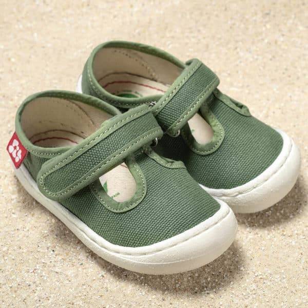 Pololo T-Bar Baumwollsandale “Arena” Grün