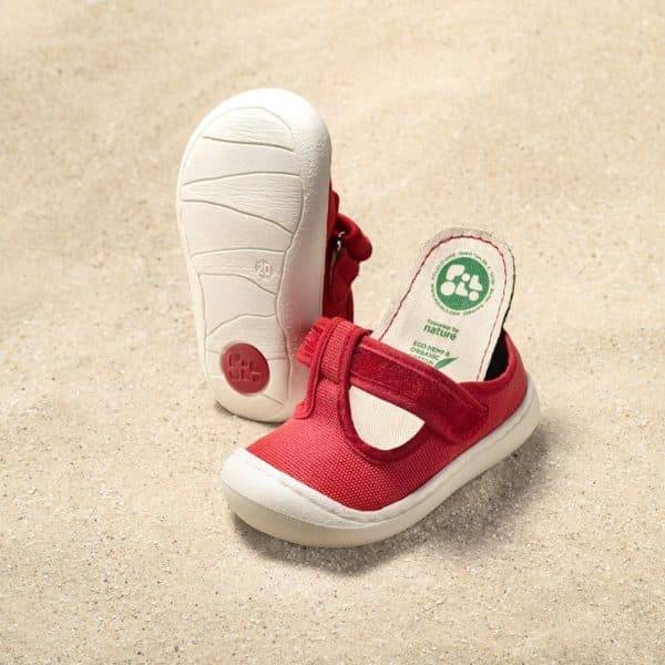 Pololo T-Bar Baumwollsandale “Arena” Rot